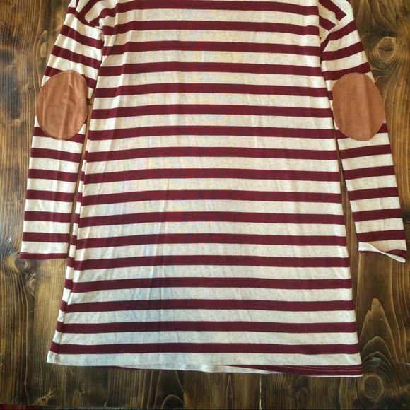 Striped Maroon and Cream Dress - Picture 2 of 4